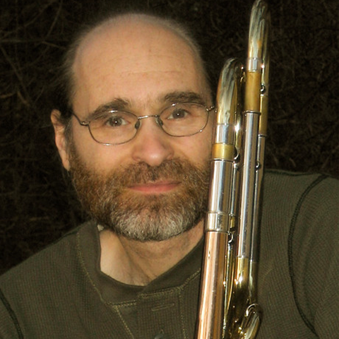 Norman Bolter posing with trombone
